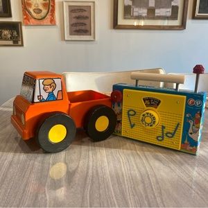 Vintage Baby Toys• Wind Up Music Machine by Fisher Price & Tupperware Toys truck